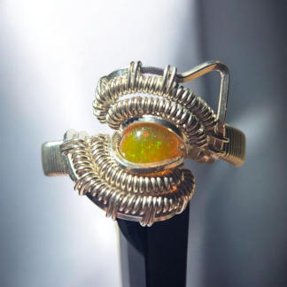 Fire opal wire wrap ring (SIZE 7.5)
