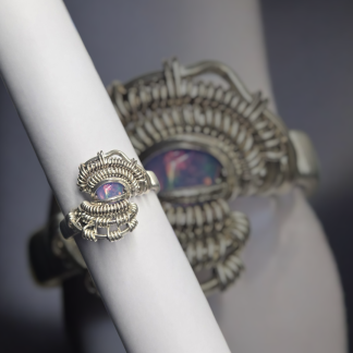 Opal wire wrap ring (SIZE 6)