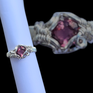 Faceted natural pink tourmaline wire wrap ring (SIZE 7)