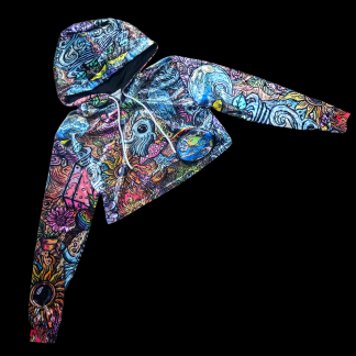 "In my Element" crushed velvet crop hoodie SIZE XS/S